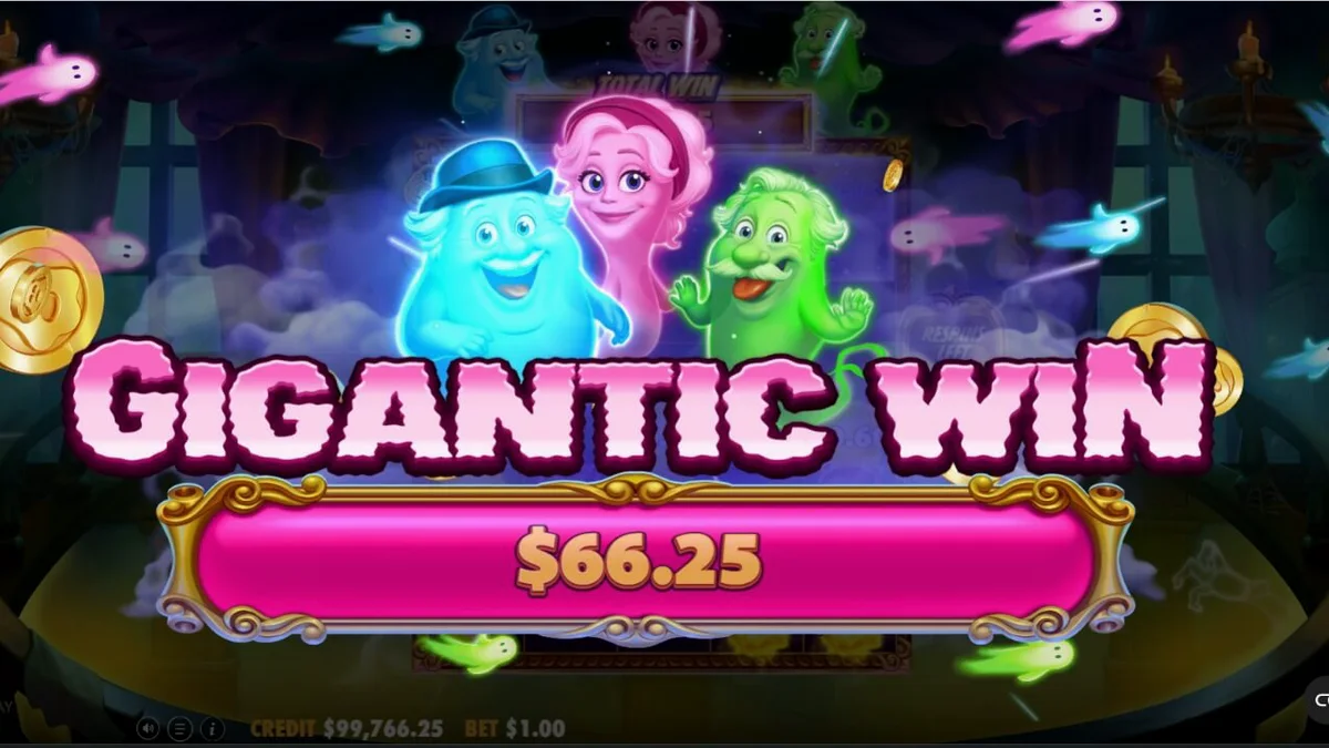 Tampilan layar permainan slot Great Ghosts dengan fitur Ghost Respin yang aktif