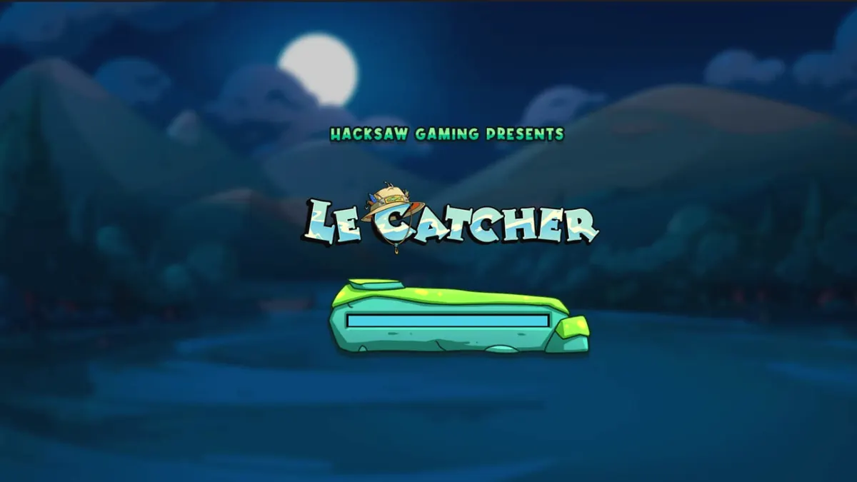Karakter rakun dalam slot Le Catcher dengan latar belakang perairan malam yang penuh warna